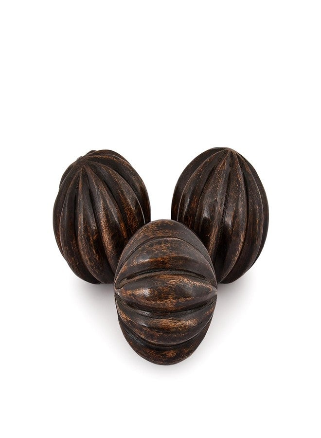 Kaizen Casa Decorative Balls Mango Wood Round Balls Set of 3 for Centerpiece Use Ideal for Use in Living, Dining Room, Coffee Table Centerpiece Home Décor (3" x 3" x 3") - Image 1